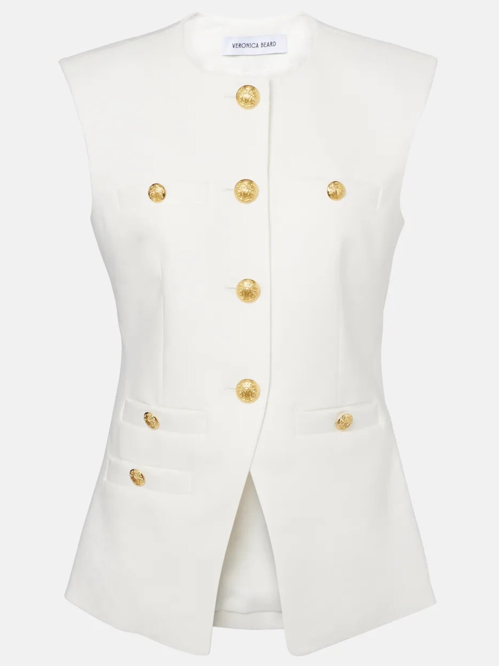 Veronica Beard Tamara Ivory Sleeveless Vest with Gold Buttons Size 10